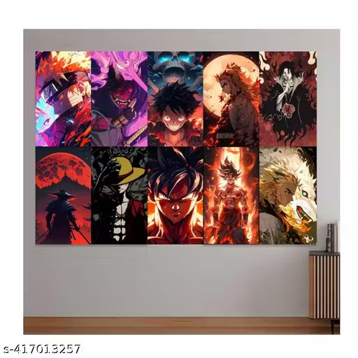 Set of 10 Anime Printed Wall Posters, Various Anime Characters, Size: 11.9x8.3 inch (A4), 300 GSM Matt Paper