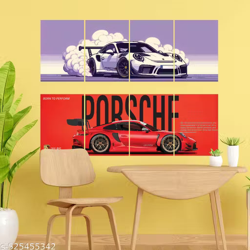 Premium Porsche Collage Poster Set of 8 – Printed on 300 GSM Paper, Perfect for Car Enthusiasts and Wall Decor