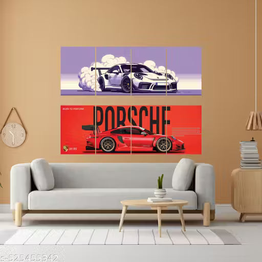 Premium Porsche Collage Poster Set of 8 – Printed on 300 GSM Paper, Perfect for Car Enthusiasts and Wall Decor